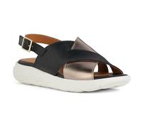 Geox D Spherica Ec5 C, Sandalias Deportivas Mujer, Piel Negra, 39 EU