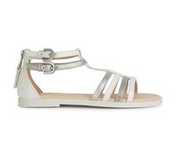 Geox Girl's J Karly Sandal, White Lt Silver, 38 EU