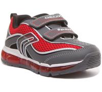 Geox J Android 2 Con Correa Y Gancho Unisex Trainer En Gris Rojo Talla UK 1 - 13