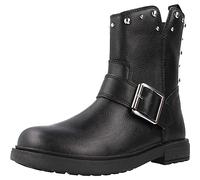 Geox Botas Eclair de niña tipo motorista con hebilla lateral y tachuelas. Negro 31