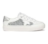 Geox J GISLI Girl B Sneaker, White/LT Silver, 33 EU