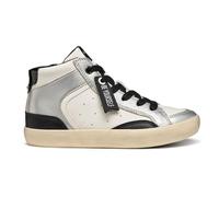 Geox J GISLI Girl Sneaker, White/Silver, 33 EU, Blanco y Plateado, 33 EU