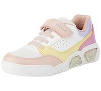 Geox J Illuminus Girl A, Zapatillas, Blanco/Multicolor/Rojo, 28 EU