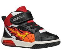 Geox J Inek Boy, Zapatillas, Negro y Rojo, 28 EU