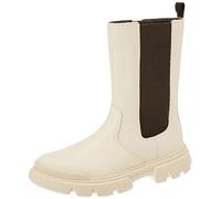 Geox J Junette Girl, Bota de Tobillo Mujer, Lt Marfil Black, 37 EU