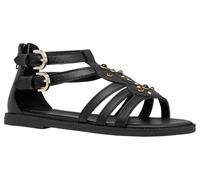 Geox J Karly Girl Sandal, Black/LT Gold, 35 EU