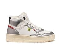 Geox J LESTRELLA Girl Sneaker, DK Silver/White, 35 EU, Dk Silver White, 35 EU