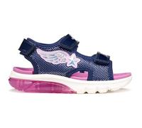 Geox J Sandal Ciberdron G, Sandalia, Azul Marino, Rosa, 24 EU
