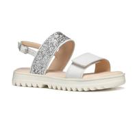 Geox - J SANDAL CORALIE GIR, Sandalia Niñas, White/Lt Silver,