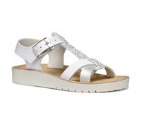 Geox - J SANDAL COSTAREI GI, Sandalia Niñas, White/Silver,