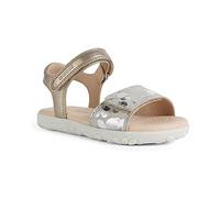 Geox Sandalia J para niña Haití, Beige platino, 7 UK Child