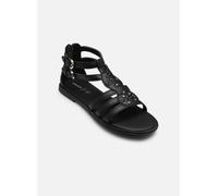 Geox J Karly Girl Sandal, Black/LT Gold, 39 EU