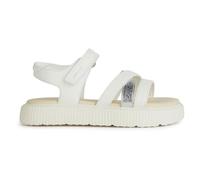 Geox Sandalias J Kodette Gir para mujer, blanco y plateado, 37 EU