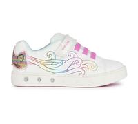 Geox J Skylin Girl C, Zapatillas, Blanco/Multicolor/Rojo, 33 EU