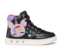 GEOX Zapatillas de caña alta transpirables con LED Skylin. Color negro/multicolor