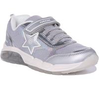 GEOX J Spaziale Sola Correa con Luz Zapatillas Unisex Zapatos Color Silver UK 1