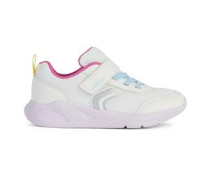Geox J Sprintye Girl B - Tenis para Mujer, Blanco/Multicolor/Rojo, 34 EU