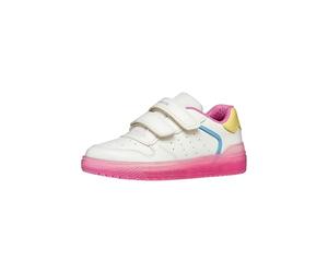 Geox J Washiba Girl B - Zapatillas Deportivas para Mujer, Color Blanco/Rosa Oscuro, Talla 28 EU
