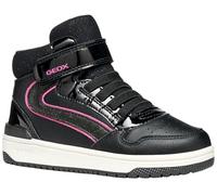 Geox J Washiba Girl, Zapatillas, Color Negro y Fucsia, 28 EU