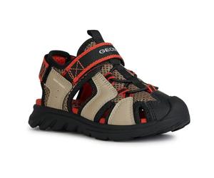Geox Jóvenes J Airadyum BO Sandal, Dk Beige Red, 36 EU