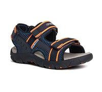 Geox Jr Sandal Strada A, Sandalias para Niño, Multicolor (Navy/Fluo Orange), 32 EU