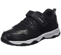 Geox Mädchen J Calco Girl A Sneakers, Black Dk Silver, 10 UK Child