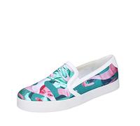 Geox Mocasines de lona verde para mujer, Verde, 5