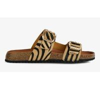 Geox D New Brionia B C, Sandalia Plana Mujer, Lt Sand Black, 38 EU