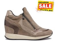 Geox Nydame Zapatillas Para Mujeres Con Cuña Casual De Cuero Taupe