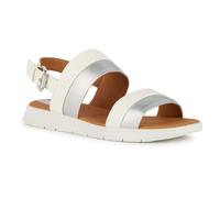 Geox D Dandra A, Sandalia Deslizante Mujer, Blanco y Plateado, 40 EU