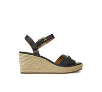 Geox Sandalia de cuña D Panarea C para niñas, Negro, 39 EU