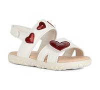 Geox Sandalia J para niña Haití, blanco y rojo, 33 EU