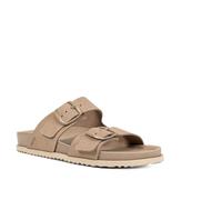 Geox Sandalia plana para mujer, color beige, talla 36 EU