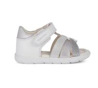 Geox Sandalias B Alul Girl C para niña, blanco y plateado, 27 EU