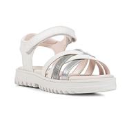Geox Sandalias J Coralie Gir para mujer, blanco y plateado, 39 EU