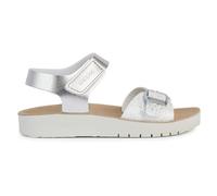 Geox J Sandal Costarei Gi, Sandalia, Color Blanco Plateado, 24 EU