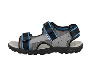 Geox Sandalias Jr Strada para niños, Dk Grey Lt Blue, 35 EU