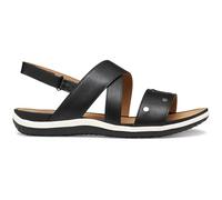Geox Sandalias planas D Vega B para mujer, color negro, talla 38 EU