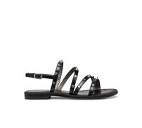 GEOX Sandalias planas de piel MADDALUSIA. Color Negro