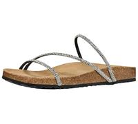 Geox Sandalias planas para mujer D Brionia R C, negro/plateado, 36 EU