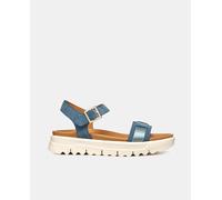 Geox Sandalias planas Xand de mujer en piel cierre hebilla. Azul 37