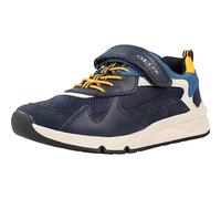 Geox Tenis J Rooner para niño, Azul Marino/Amarillo, 7 UK Child