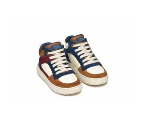 GEOX Zapatillas altas transpirables Theleven. Color Marrón/Marfil
