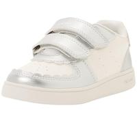 Geox Zapatillas para niña B Eclyper Girl A, Blanco y Plateado, 26 EU