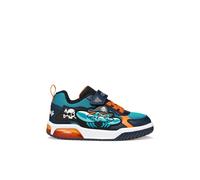 GEOX Zapatillas transpirables con LED INEK. Color Azul/Naranja