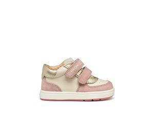 GEOX Zapatillas transpirables de piel con cierre de velcro Biglia. Color rosa