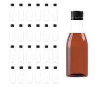 Gepack Pack de 24 Miniaturas de Licor - 50 ml | Garrafas Plásticas Reutilizáveis com Tampa Preta | Ideais para Licores, Amostras ou Viagens