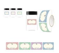 Gepack Pack de 4 botes de plástico reutilizables de 300ml, ideales para almacenamiento en seco, con etiquetas personalizables, fabricados con energías renovables y conciencia medioambiental.