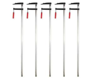 GEPCO - Juego de 5 abrazaderas (120 x 1200 mm, mango de plástico, mango de madera, 120 cm, 1,2 m)