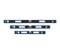 GEPCO - Nivel de burbuja profesional (3 piezas, aluminio, 3 niveles de burbuja, 60 + 80 + 120 cm)